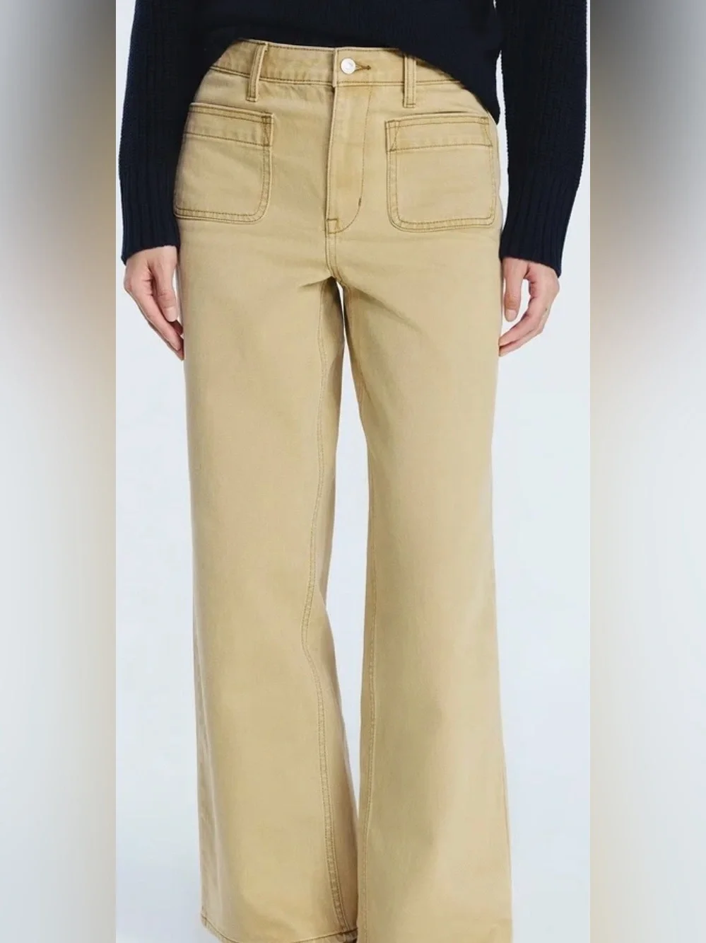 Wide Leg Utility Pants in Khaki - Women - Picture 1 of 6